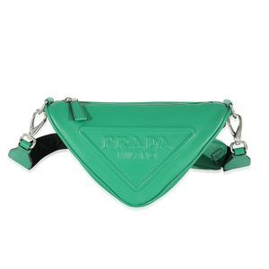 Prada Green Leather Triangle Crossbody Bag